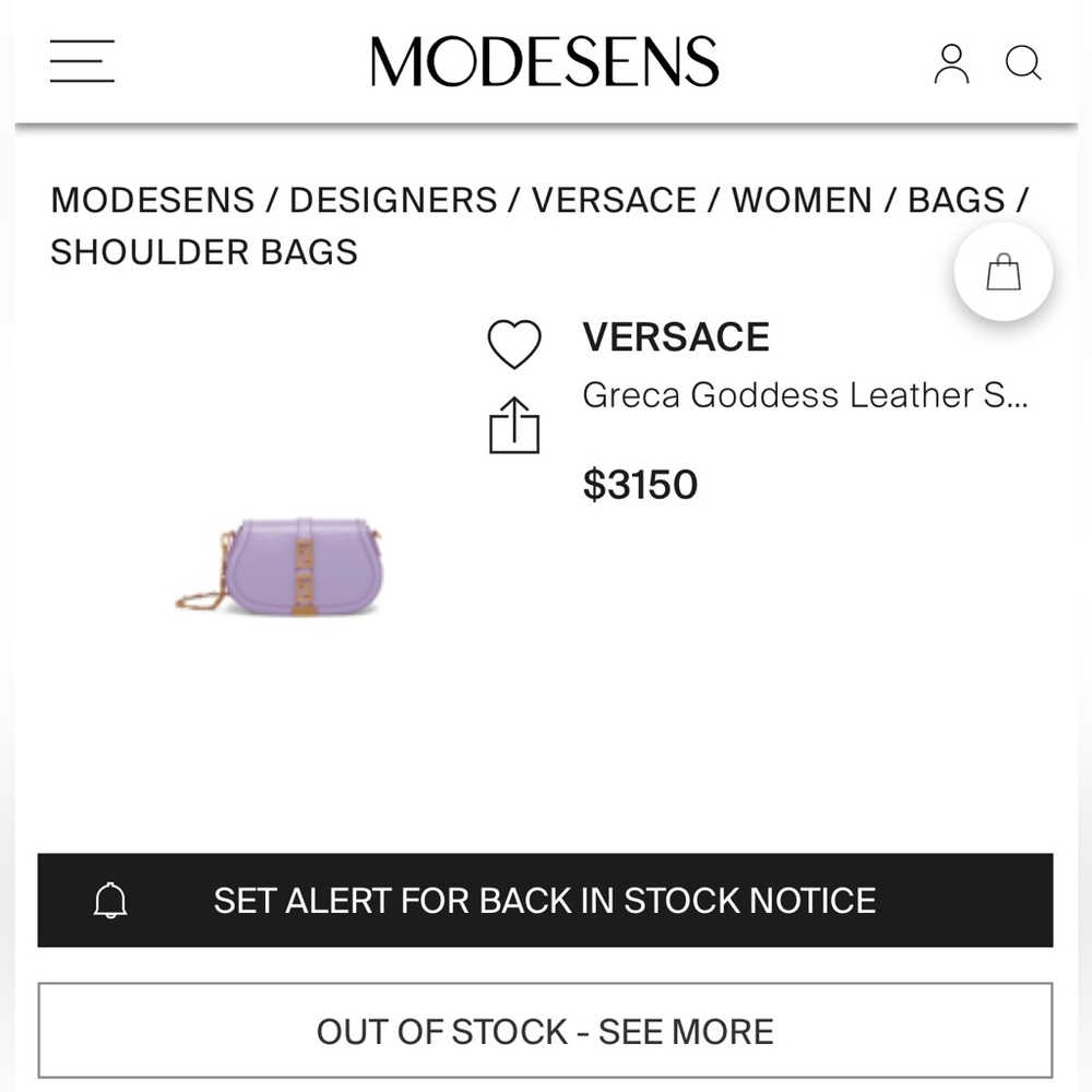 NWT Versace Greca Goddess Shoulder Bag in Baby Violet - Picture 11 of 12